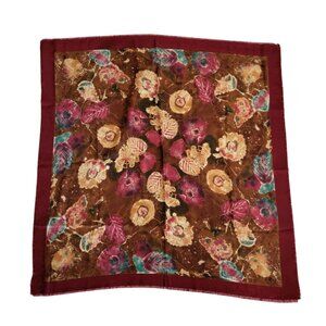 Romano Shawls Scarf Floral Print‎ Multicolor Square Luxurious Scarf Italy 34 Sq